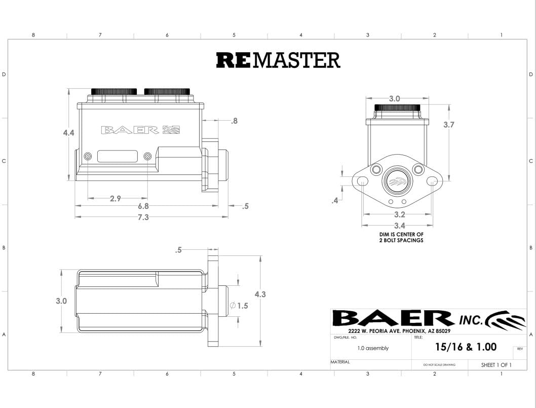 6801273LP Baer Brakes Remaster Master Cylinder