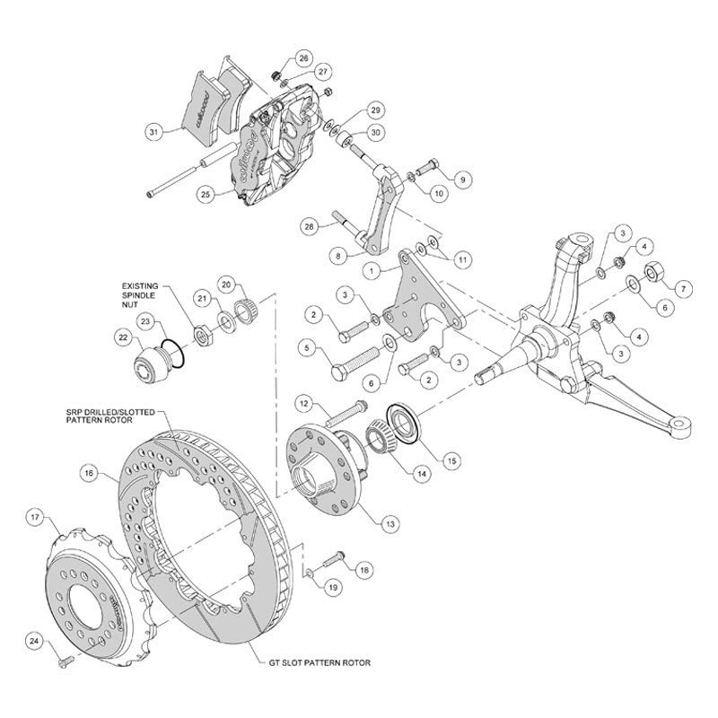 Front Hub Kit FNSL6R, 14.00", Red