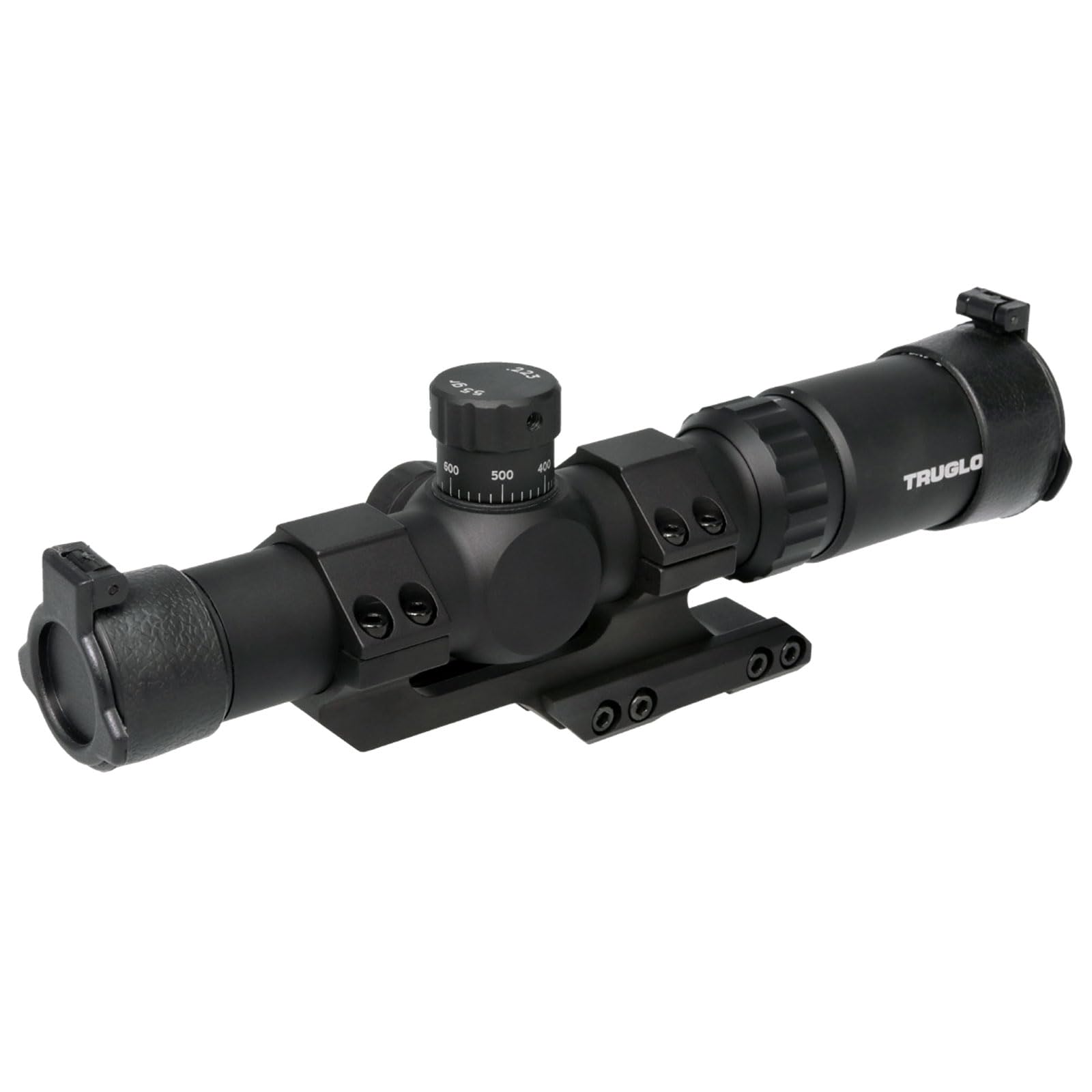 TRUGLO 30 Series Tru-Brite 1-4x24mm Hunting Shooting Durable Waterproof Fogproof Shock Resistant 30mm Aluminum Tube Duplex Mil-Dot Reticle Scope with Mount & Flip-Up Lens Caps Included