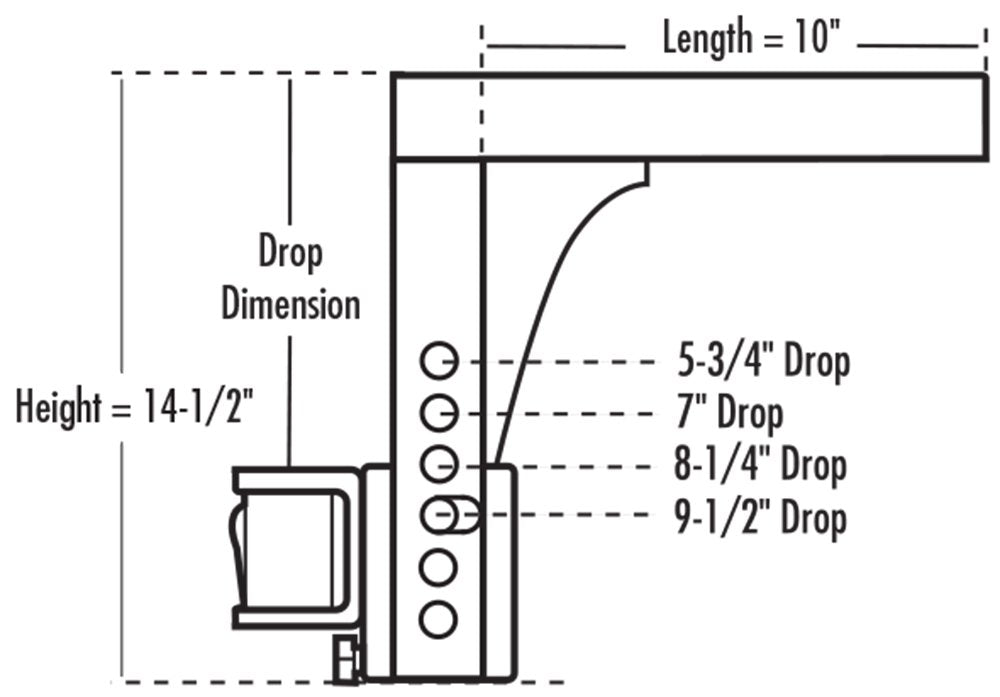 Ball Mount Shank Eaz-Lift | Features an Adjustable Design, Powder-Coated Finish, and Fits a 2-inch x 2-inch Receiver (48132)
