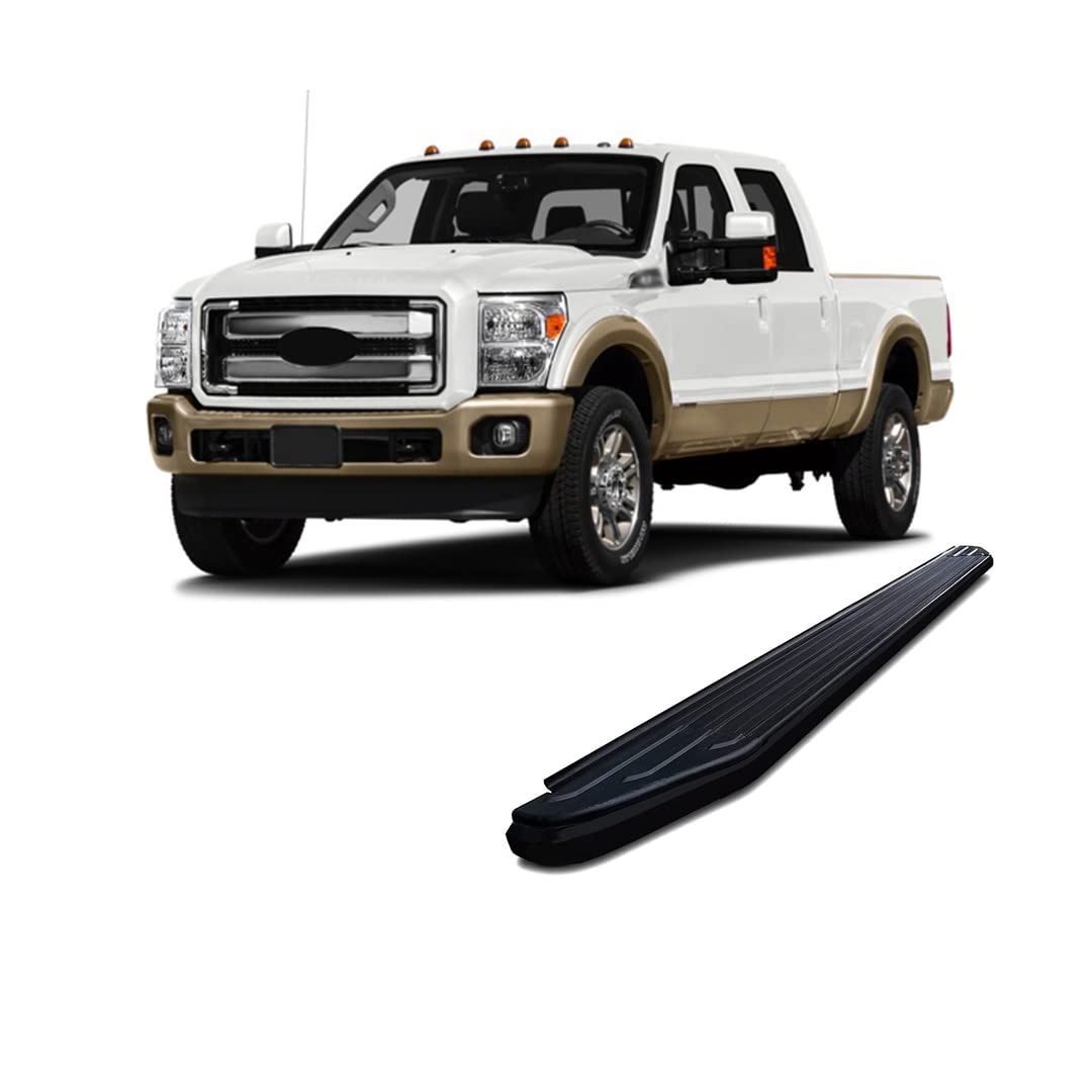 Peerless Black Horse Running Boards Compatible with 1999-2016 Ford F-550 Super Duty|1999-2016 Ford F-450 Super Duty|1999-2016 Ford F-350 Super Duty|1999-2016 Ford F-250 Super Duty-PR-F491BK