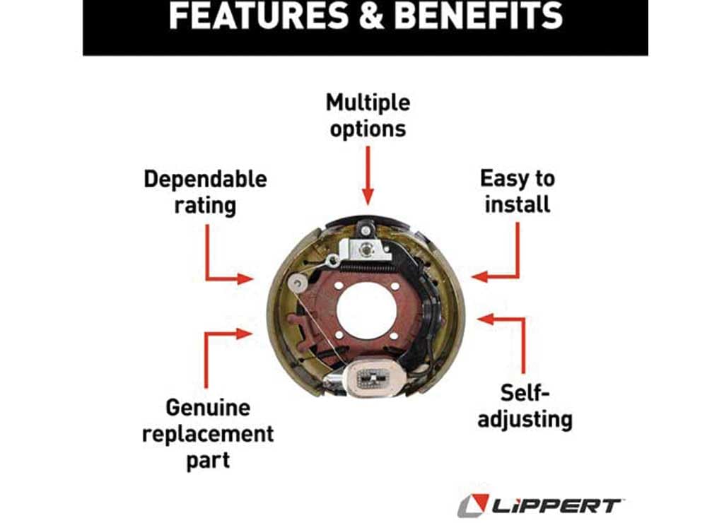 Lippert 298279: 12.25" X 3.38" Rh Electric Brake Assembly, 8000# Axle; 4-Bolt