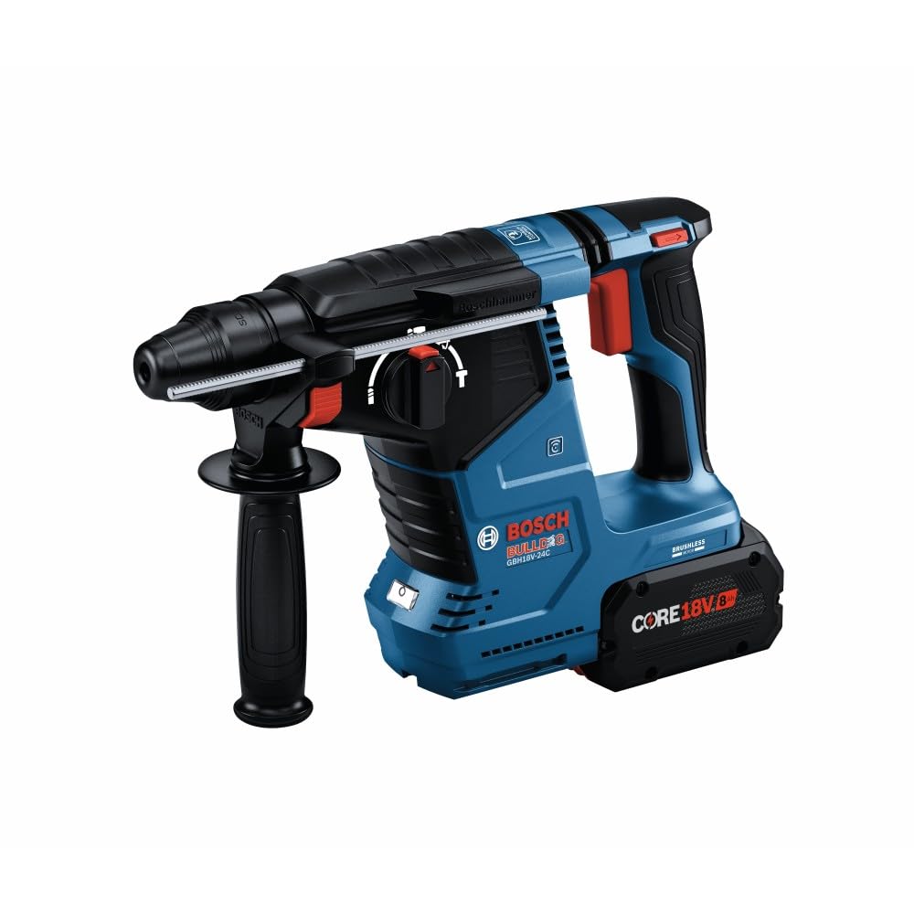 Bosch 18V GBH18V-24CK24 Brushless Connected SDS-plus® Bulldog™ 1 In. Rotary Hammer with (2) CORE18V® 8 Ah High Power Batteries