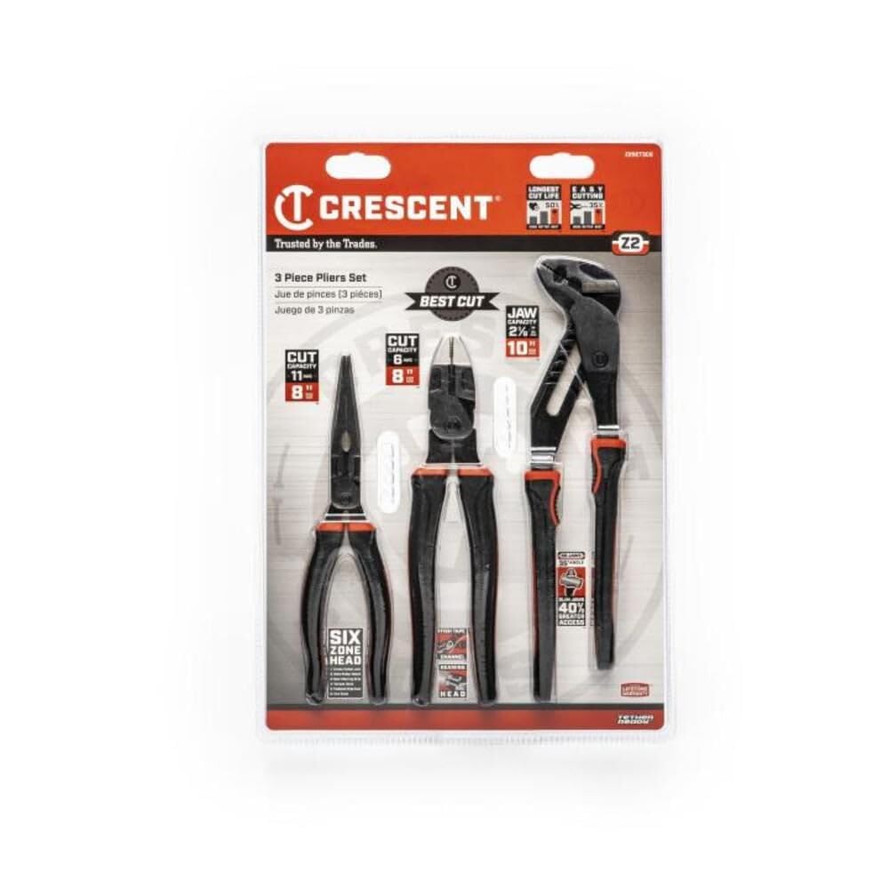 Z2 3Pc Mixed Dual Material Plier Set Crescent (Z2SET3CG-06)