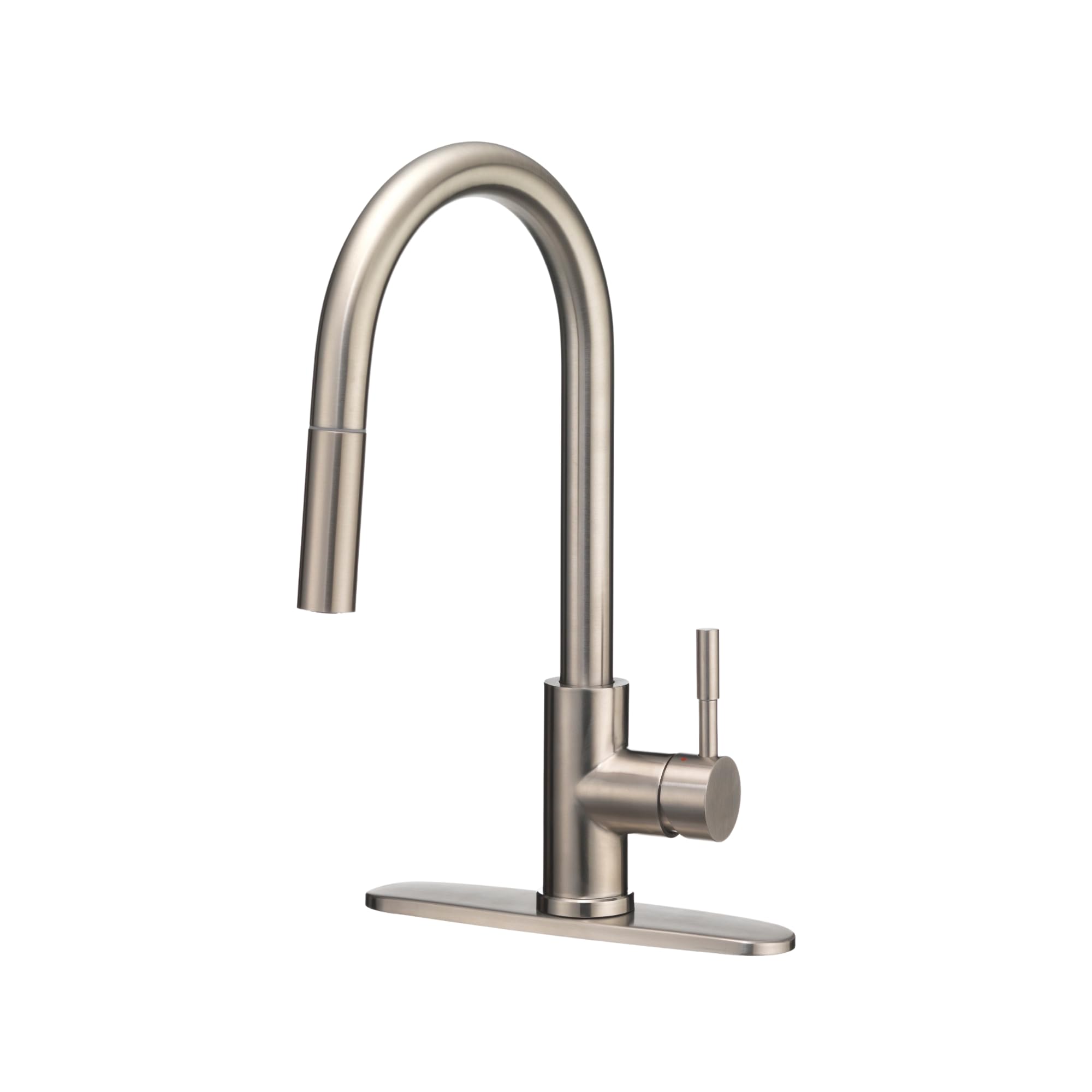 Dura Faucet Streamline RV Single Handle Pull-Down Kitchen Sink Faucet - Optional Deck Plate (Satin Nickel)