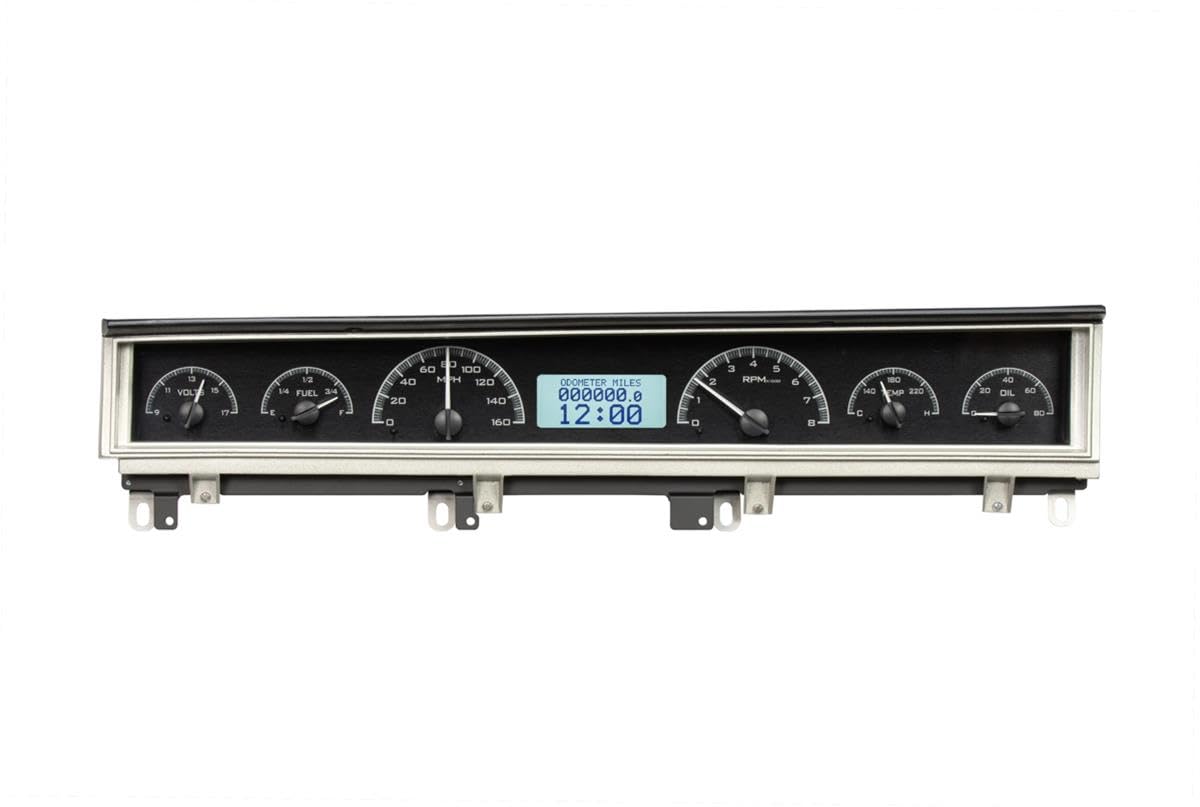 Dakota Digital VHX-68D-STD-K-W Gauge Instrument System Compatible with 1968-70 Mopar B-Body: Coronet, Belvedere, Satellite and Road Runner Black Alloy White Backlighting