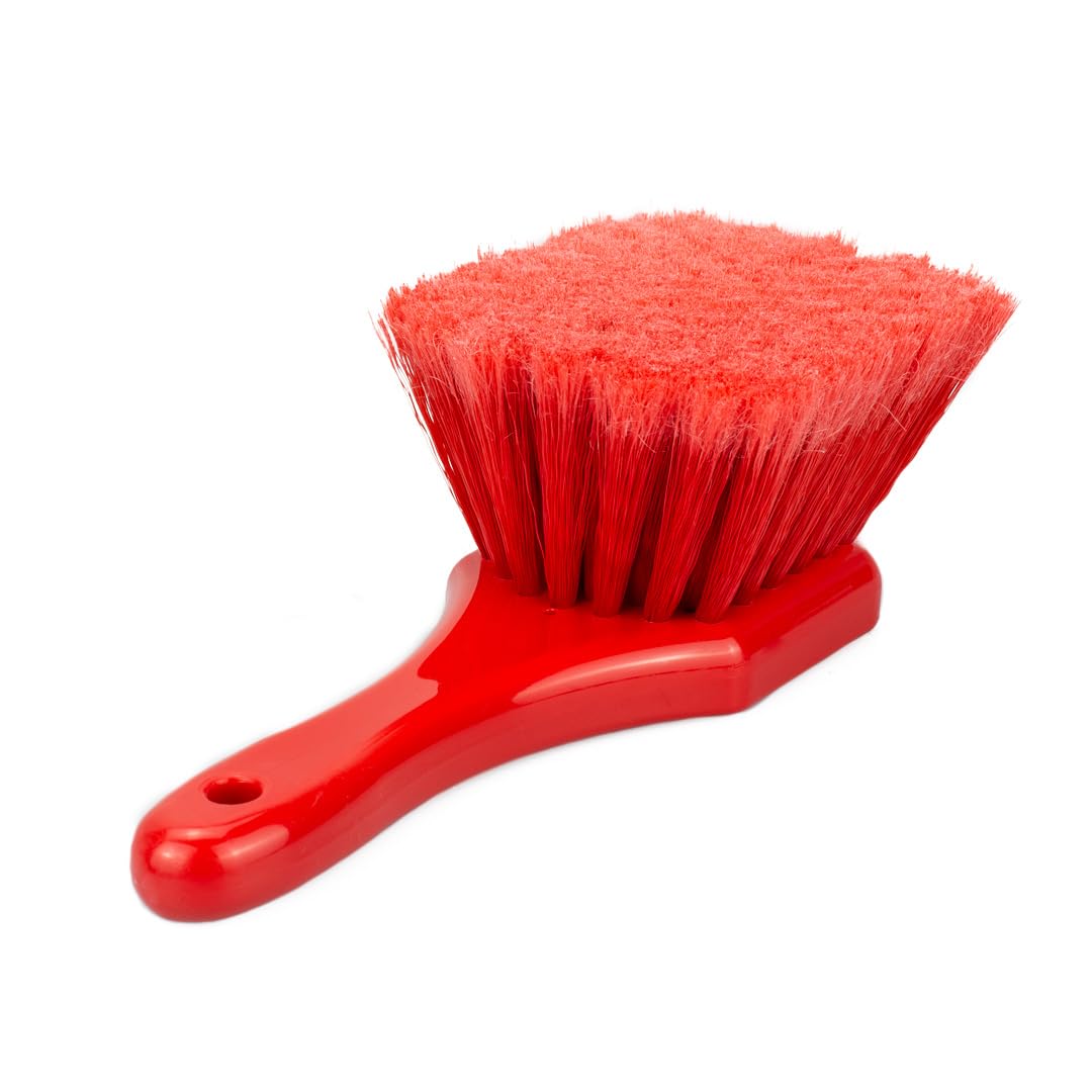 Maxshine Professional Universal Red Exterior & Wheel Cleaning Brush | Durable Detailing Brush for Cars, Trucks, SUVs, RVs & Motorcycles | Safe for Cleaning Wheels, Rims, Tires & Engine Bays