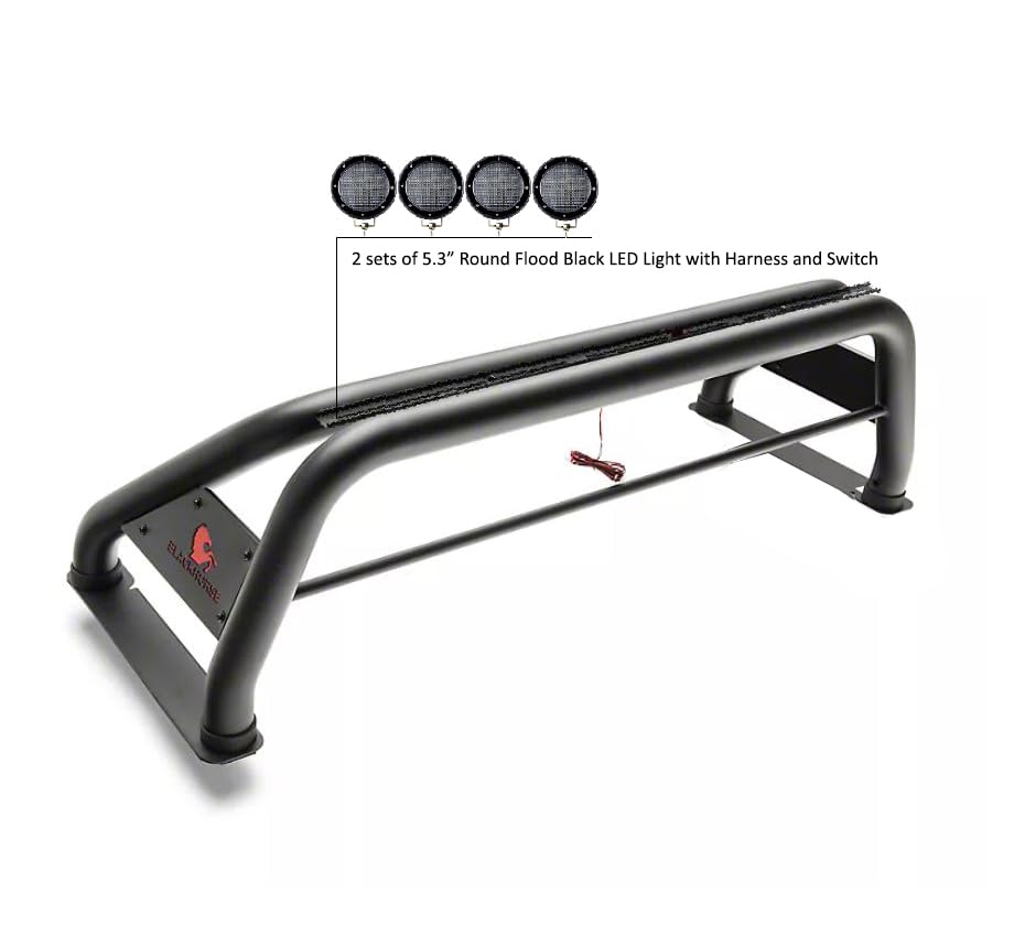 Classic Black Horse Roll Bar Kit - Black, Steel, Compatible with 2000-2010 Dodge Ram 3500, 2011-2022 Ram 3500, 2001-2022 Chevrolet Silverado 1500, 2007-2022 GMC Sierra 3500 HD