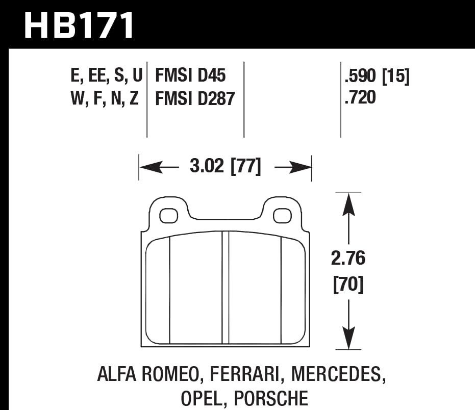 Hawk Performance HPS Performance Street Brake Pads HB171F.720