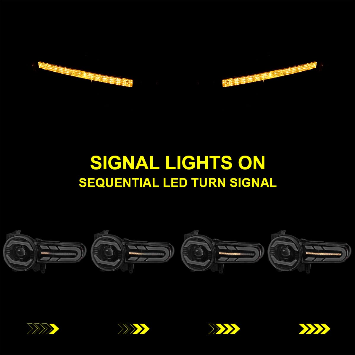 Full LED Projector Headlights SPEC-D TUNING w/Sequential Turn Signal and Startup Animation Compatible with 2007-2014 Toyota FJ Cruiser, Left + Right Pair Headlamp Assembly