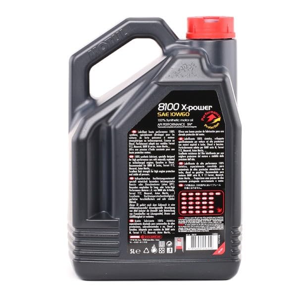 8100 X-Power Motul 10W-60 Full Synthetic | Ester-Based Formula for Turbocharged & High-Performance Engines | LSPI Protection, Extreme Heat Resistance, Cold Start Lubrication, Daily & Track Use | 5L