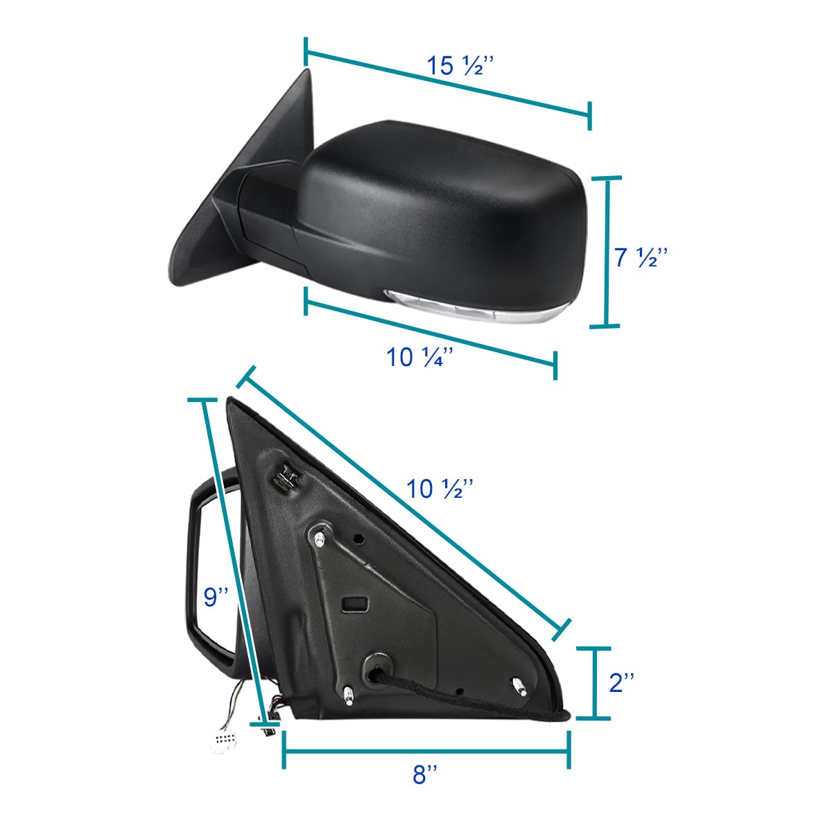 Left Driver Side Mirror Spec-D Tuning LED Signal Power Heated Compatible with 2009-2012 Dodge Ram 1500