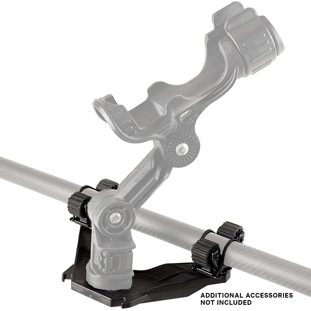 YakAttack DoubleHeader with Paddle Holders Dual RotoGrip | Offset Kayak Paddle Holder | Multi-Accessory Track Mount | Includes SnapNStrap Tethers | Compatible with GearTrac & Most Kayak Tracks