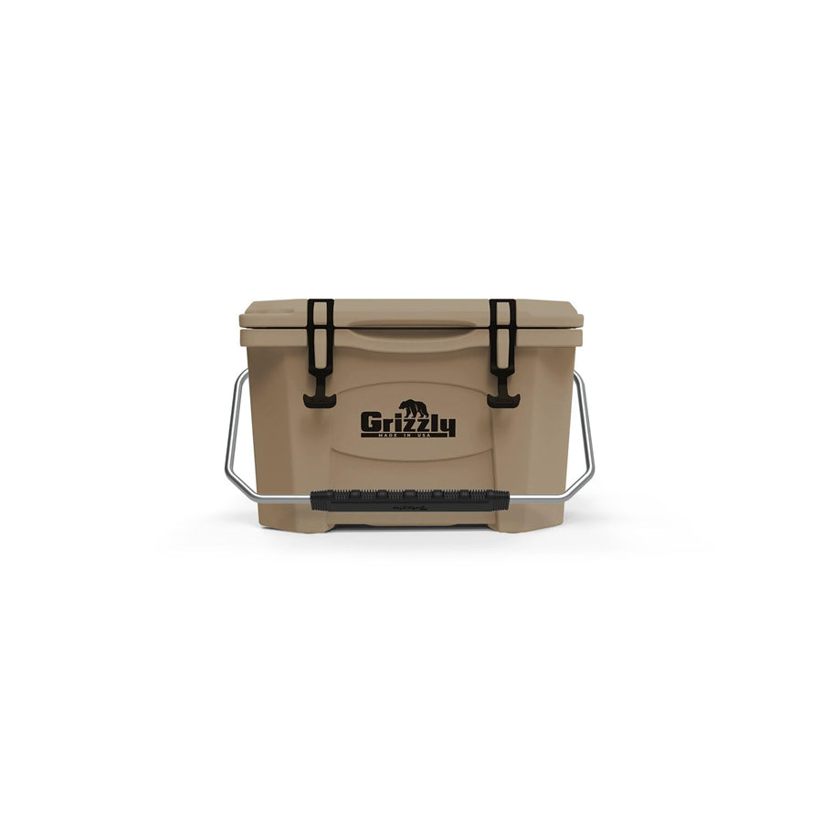 20 Cooler Grizzly | 20 qt Ice Chest Durable Rotomolded Insulated | Made in USA | Warranty for Life | For Beach Boat Camping Fishing Hunting | G20 | Tan