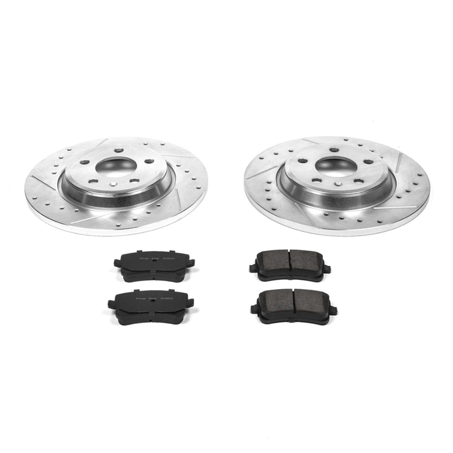 Power Stop K4745 Z23 Rear Carbon Fiber Brake Pads with Drilled & Slotted Brake Rotors Kit For Audi A4, Audi A4 Quattro, Audi A5, Audi A5 Quattro, Audi Q5, Audi allroad [Model Specific]