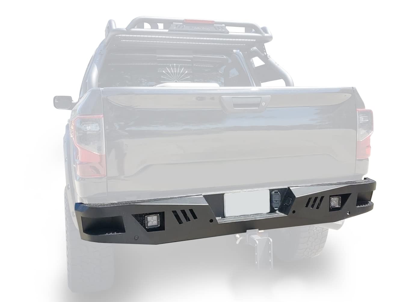 Heavy Duty Black Horse Armour Rear Bumper Includes 1 Set of 4in Cube Lights Matte Black Compatible with 2016-2024 Nissan Titan XD-ARB-NITI-KIT