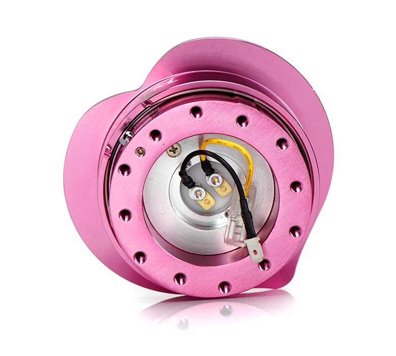 NRG Innovations Steering Wheel NRG-SRK-143PK Quick Release Kit Adapter Pink Body/Pink Heart Shape Ring Flares, 6x70mm & 6x74mm Bolt Pattern