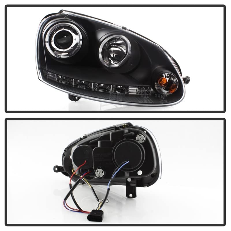 LED Halo Spyder Auto Projector Headlights Black/Clear 5012098