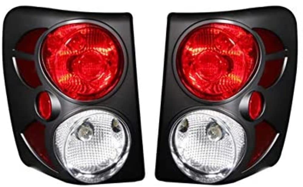 Black Euro Tail Light Set ANZO USA-Red/Clear Lens