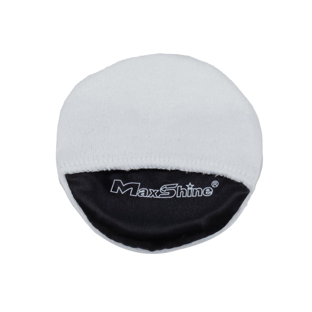 Maxshine Microfiber Handheld Wax Applicator Pad | White+Black, 3.35" Diameter, Ultra-Soft, Scratch-Free | Versatile Detailing for Wax, Polish, Protectant, Streak-Free Finish
