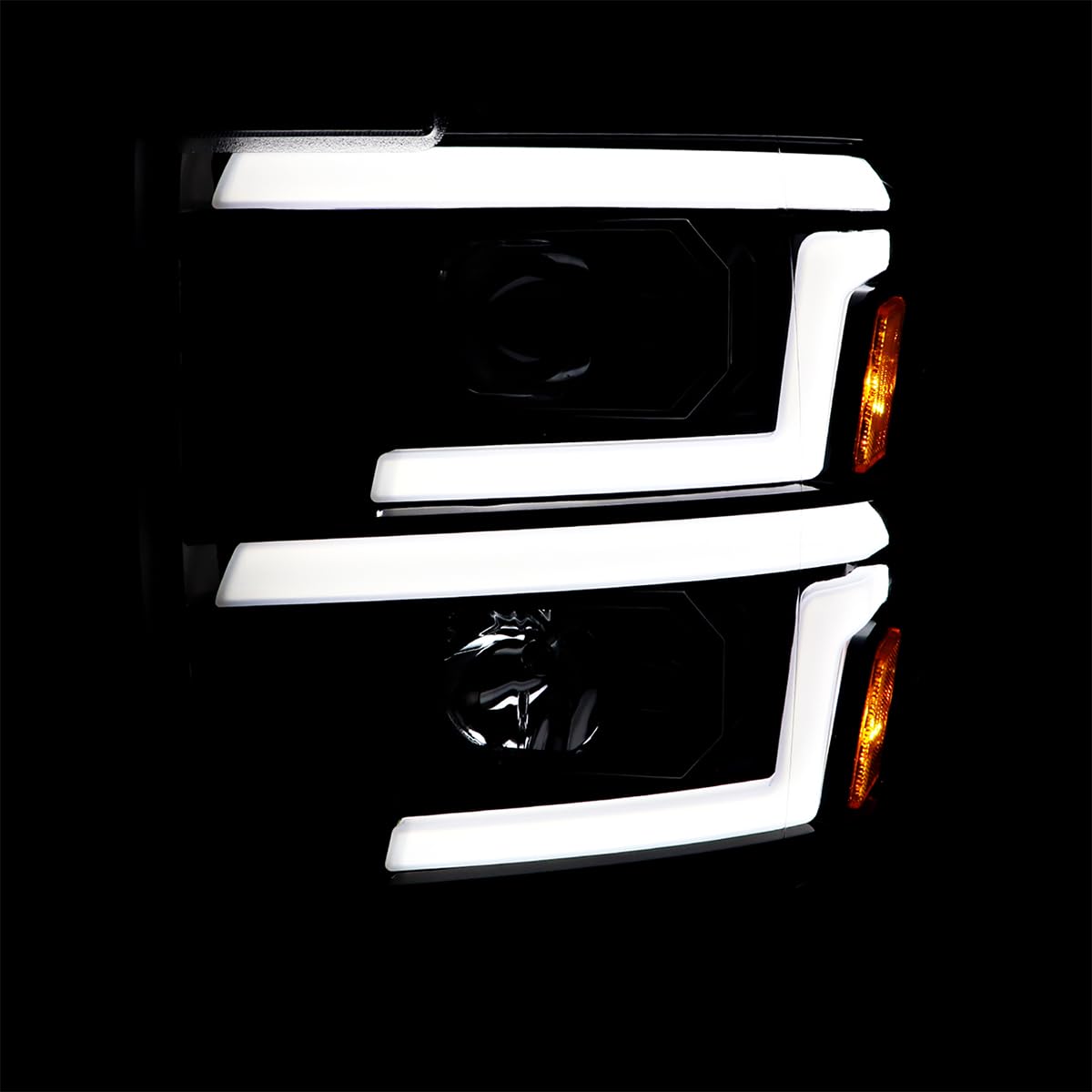 Slick Black SPEC-D TUNING Projector Headlights w/Sequential Switchback LED Signal Lamps Compatible with 2015-2019 Chevy Silverado 2500HD 3500HD