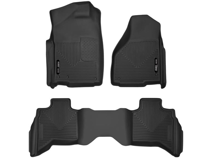 Husky Liners Floor Mats X-act Contour | Fits 2009-2024 Ram 1500 (19-24 Classic Body only) Quad Cab | Front & 2nd Row, 3-pc Black - 53628