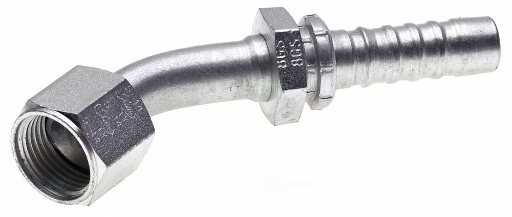 GlobalSpiral Couplings Gates 16GS-20FJX45S, Female JIC 37° Flare Swivel, Zinc Plated Carbon Steel, 6.46", 45° Bent Tube, 1" ID