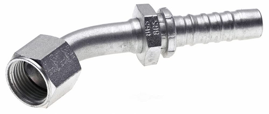 GlobalSpiral Couplings Gates 16GS-20FJX45S, Female JIC 37° Flare Swivel, Zinc Plated Carbon Steel, 6.46", 45° Bent Tube, 1" ID