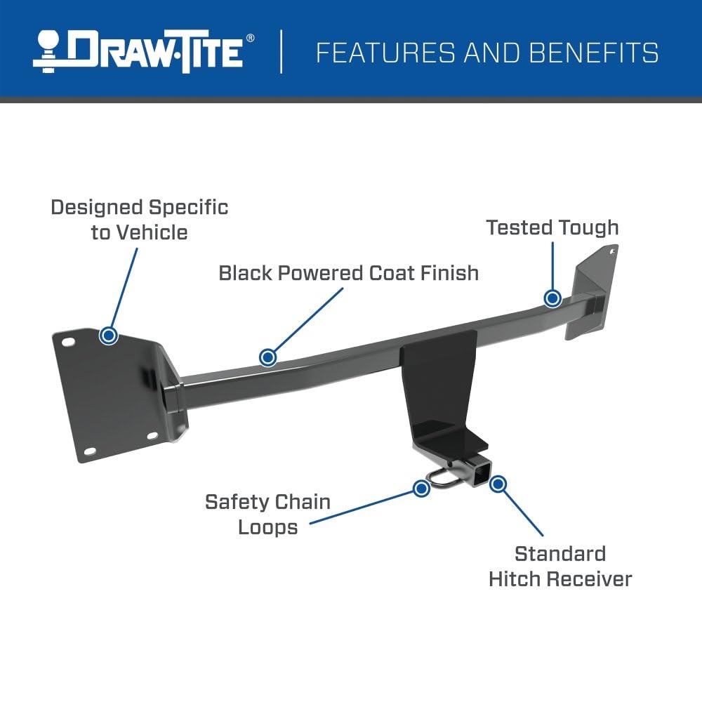 Class 1 Draw-Tite 24871 Trailer Hitch, 1.25 Inch Receiver, Black, Compatible with 2007-2010 Chrysler Sebring