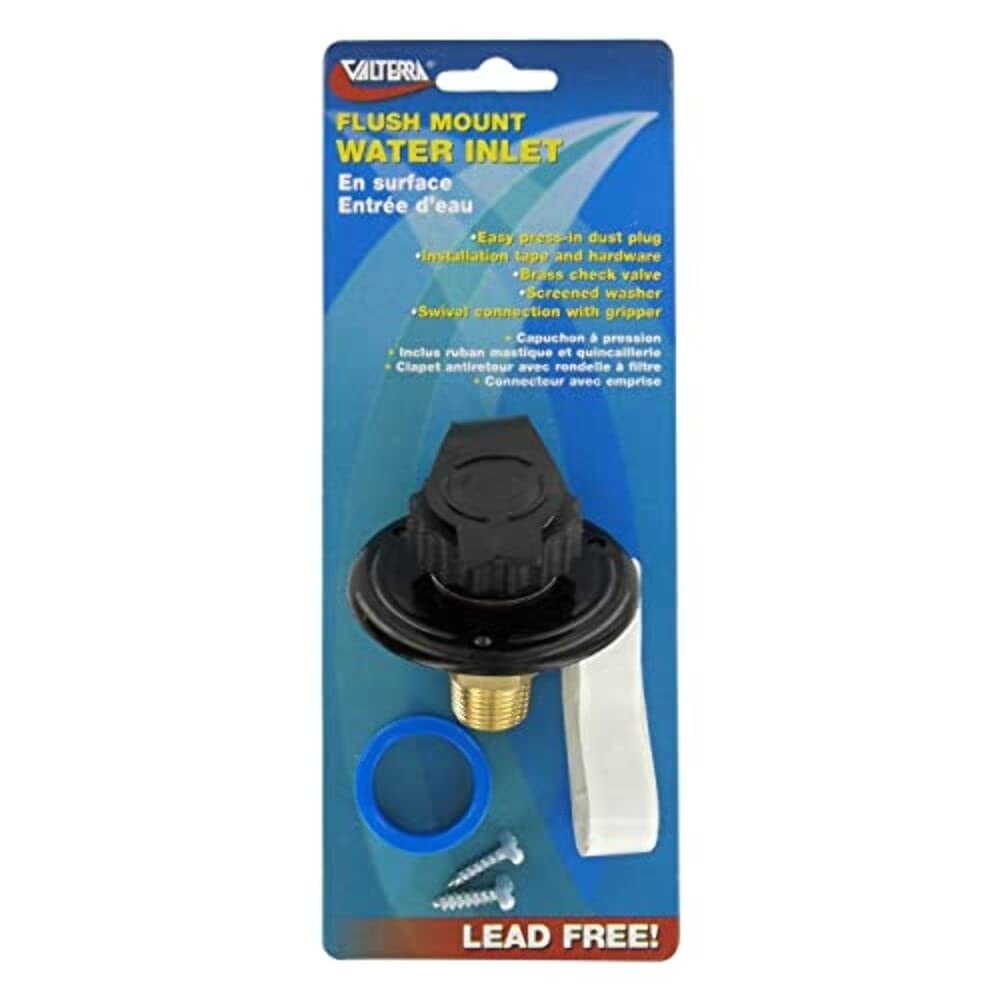 Valterra A01-0169LFVP Water Inlet Black Plastic Lead-Free Flange