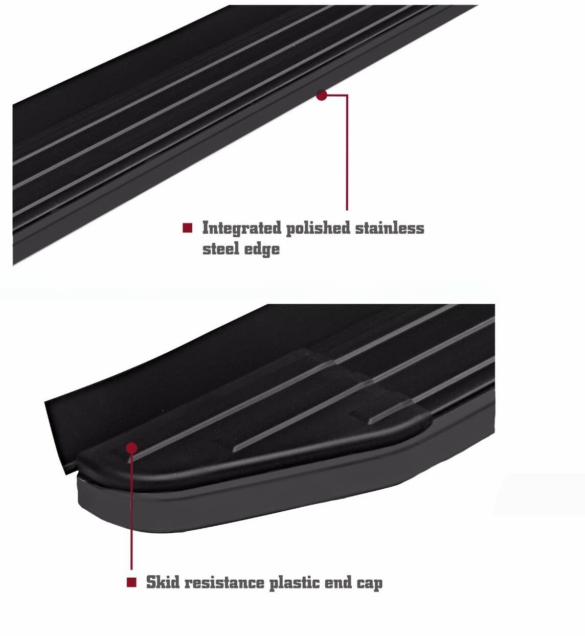 Peerless Black Horse Running Boards Black Compatible with 2019-2023 Ford Ranger-PR-F182BK
