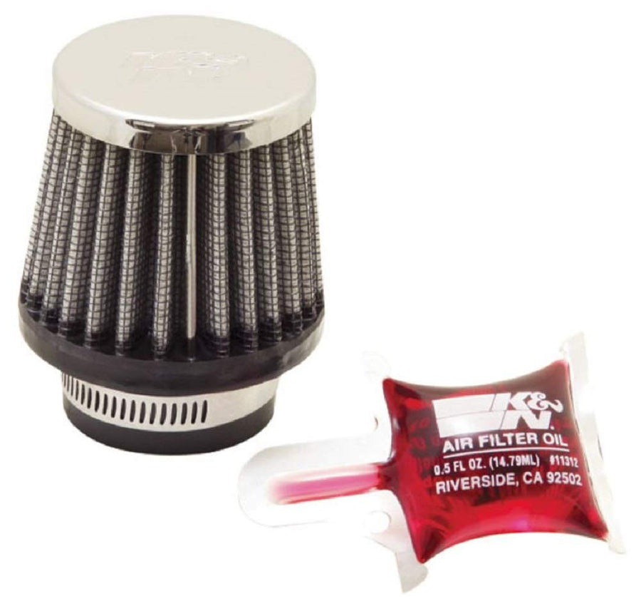High-Flow K&N Original Lifetime Universal Clamp-On Air Filter: High Performance, Premium: Flange Diameter: 1.375 In, Filter Height: 2.25 In, Flange Length: 0.625 In, Shape: Round Tapered, RC-0790