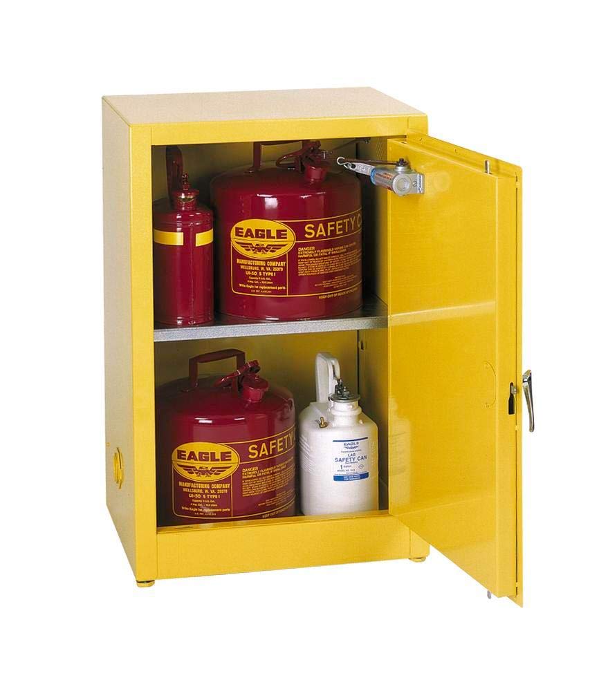 Compact Justrite Cabinet, 12 Gallon Capacity, Self-Close Single Door