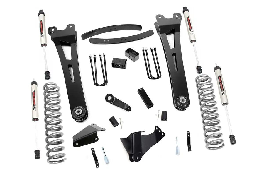 6 Inch Lift Kit Rough Country with V2 Monotube Shocks for Ford F-250/F-350 Super Duty (2005-2007) - Gas Models, Includes Radius Arms