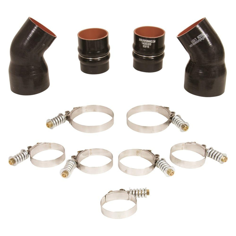 Intercooler Hose BD DIESEL and Clamp Kit; Incl. 5 Ply Angled Boots/Intercooler Pipe Boots/Hd Spring Loaded Clamps;