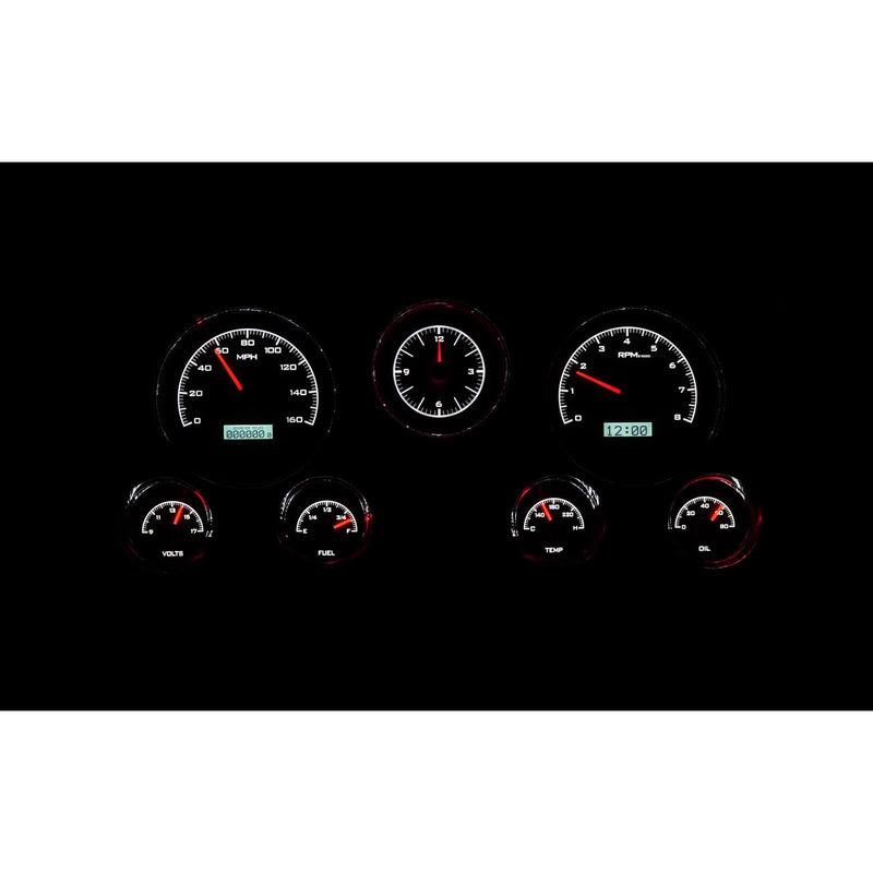 Dakota Digital Analog Dash Gauge & Clock 67 - 72 Chevy Pickup Truck Black Alloy White VHX-67C-PA-K-W