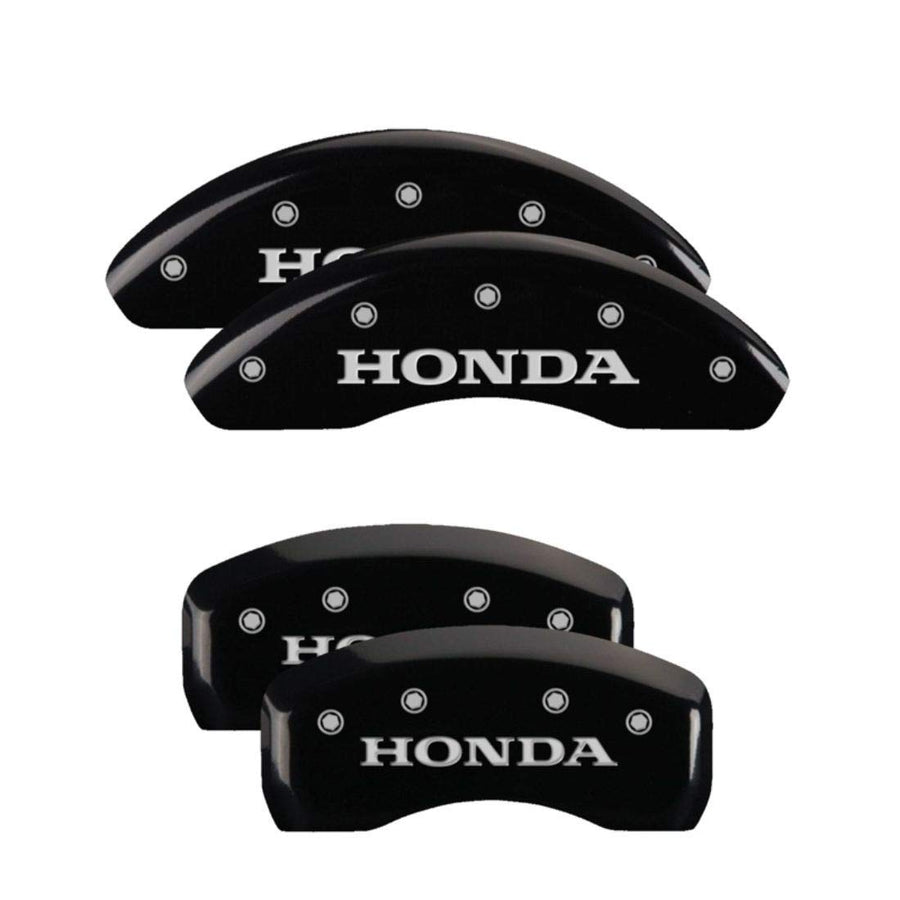MGP Caliper Covers Black Powder Coat Finish 20004SHONBK Engraved Caliper Cover with Silver Characters, Set of 4 Honda