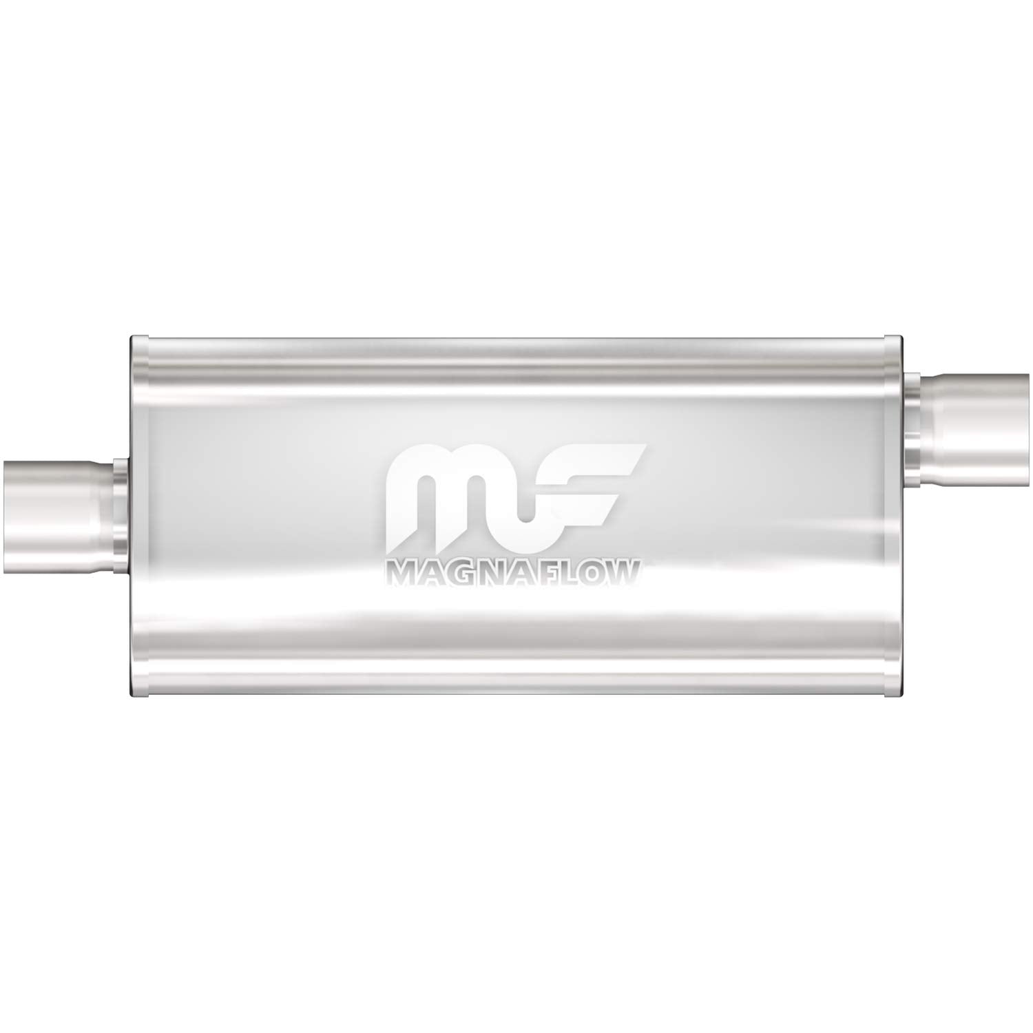 Performance MagnaFlow Exhaust Muffler 12224: 2"/2" Inlet/Outlet, 5x8x14" Oval, Stainless Steel, Satin Finish