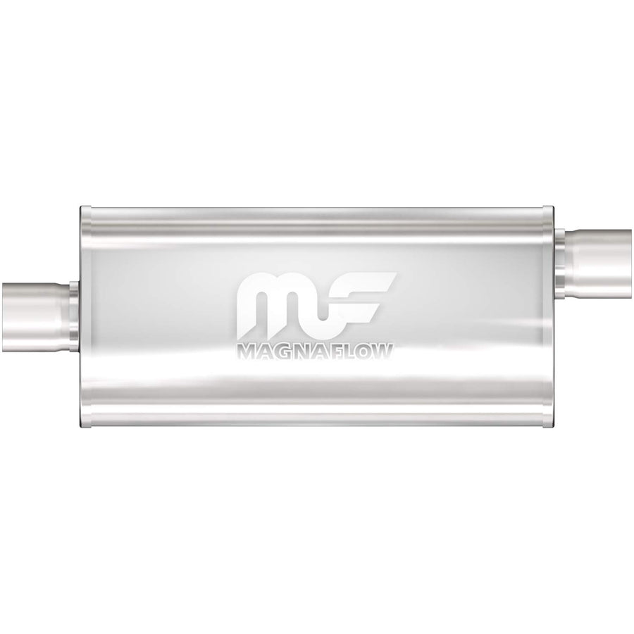 Performance MagnaFlow Exhaust Muffler 12224: 2"/2" Inlet/Outlet, 5x8x14" Oval, Stainless Steel, Satin Finish