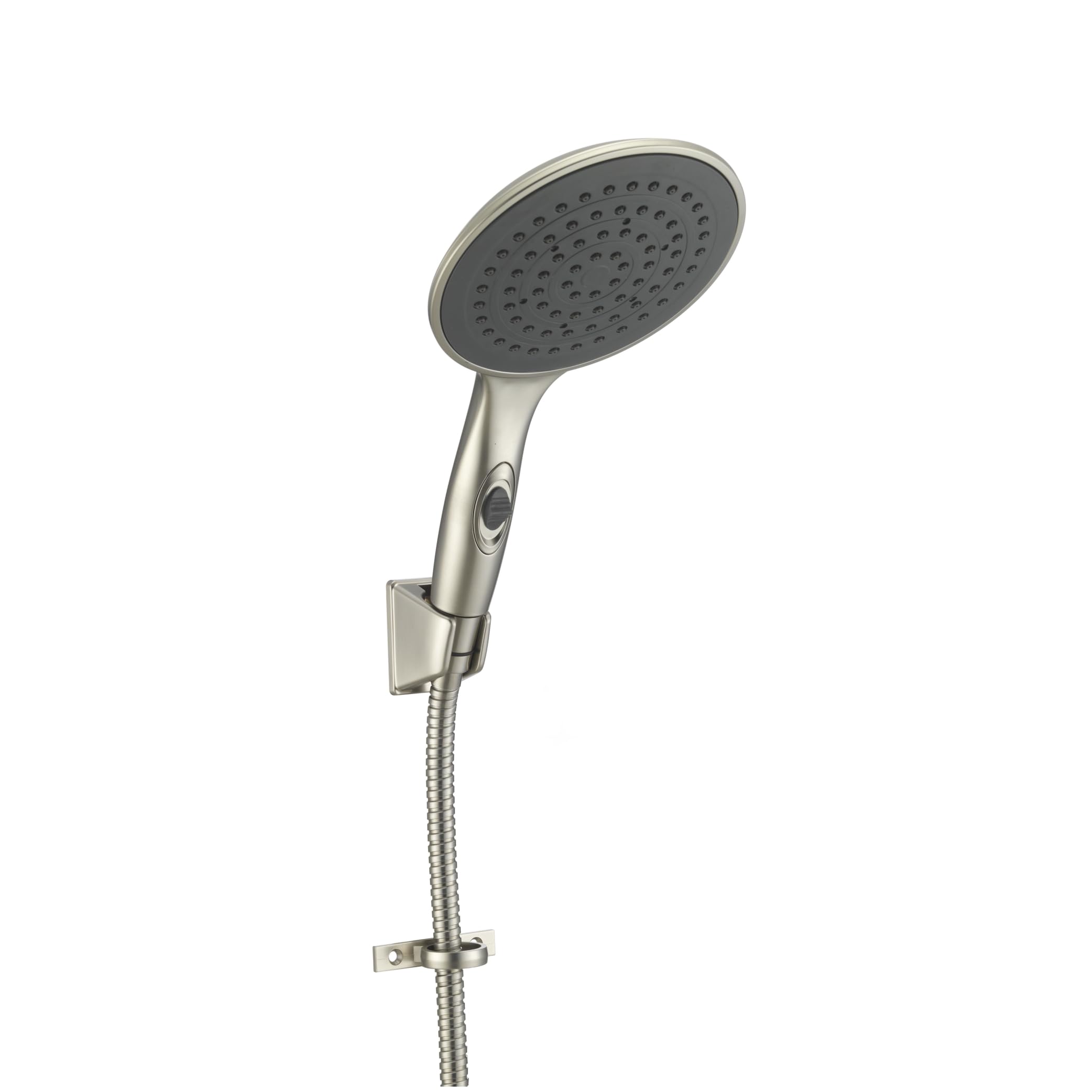 Dura Faucet Luxury 6” Rain Shower Wand & Hose Kit (DF-SA434K-SN) – Satin Nickel, RV Handheld Shower Head with Eco-Friendly On/Off Switch, 60” Stainless Steel Hose, Wall Bracket & Hardware
