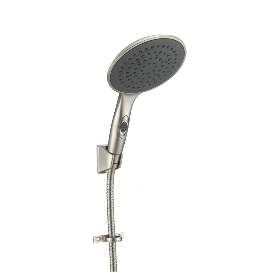 Dura Faucet Luxury 6” Rain Shower Wand & Hose Kit (DF-SA434K-SN) – Satin Nickel, RV Handheld Shower Head with Eco-Friendly On/Off Switch, 60” Stainless Steel Hose, Wall Bracket & Hardware