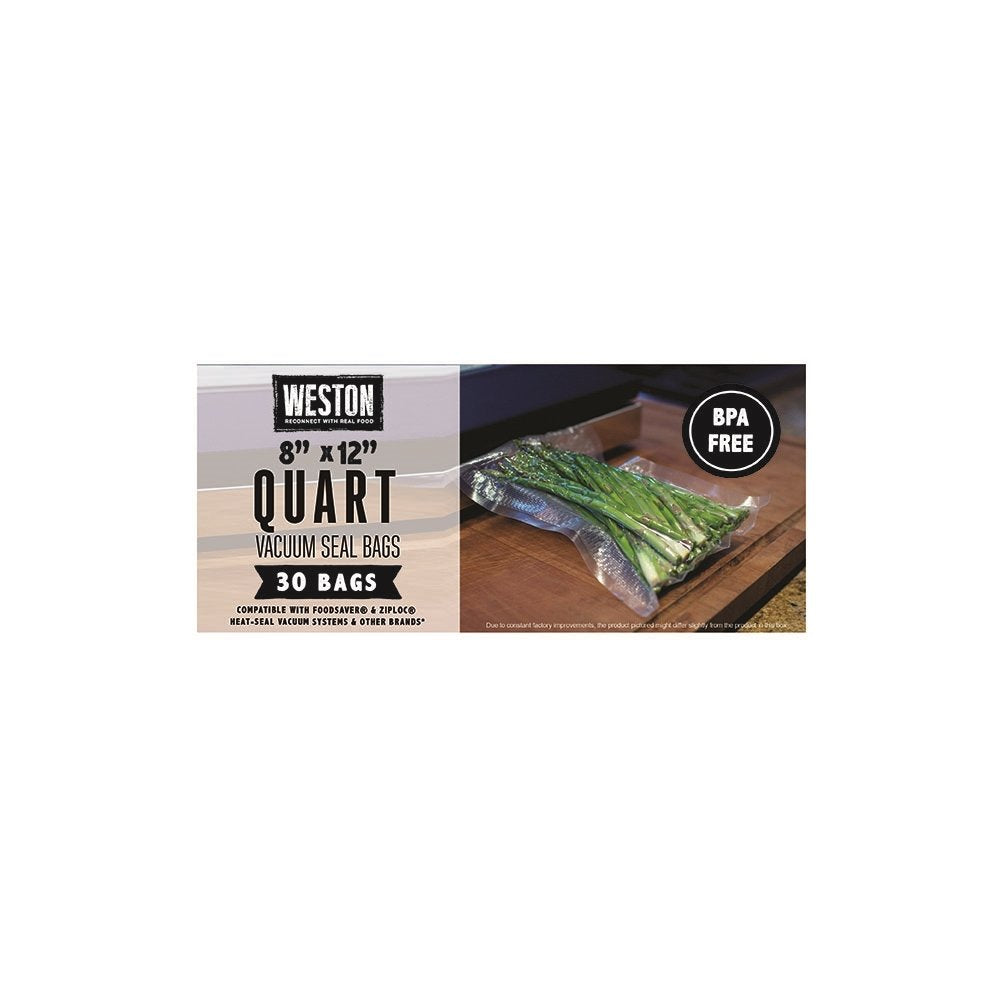 30 Count Weston Pint Vacuum Sealer Bags, 8" x 12", Transparent