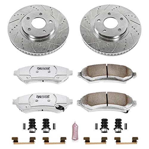 Power Stop K1542-26 Z26 Carbon Fiber Brake Pads with Drilled & Slotted Brake Rotors Kit Front