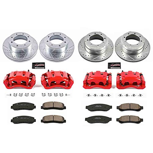 Power Stop Front & Rear KC5574 Brake Kit Brake Rotor, Carbon-Fiber Ceramic Brake Pads and Brake Caliper For Ford F-350 Super Duty 2010-2011, Ford F-450 Super Duty 2010-2012 [Model Specific]