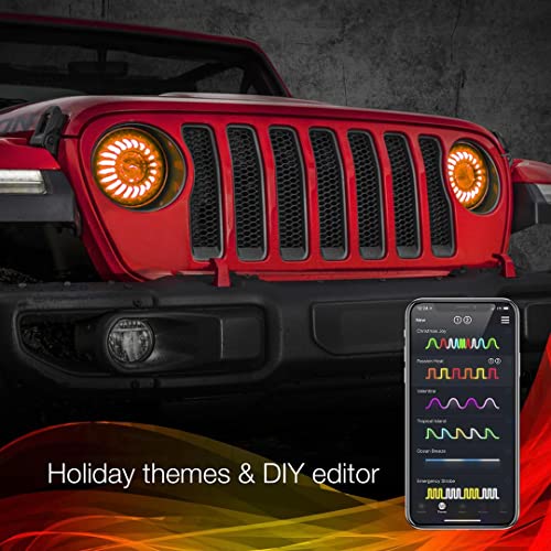 XKGLOW 2pc XK-7IN-JP-KIT-DM 7in RGB Jeep JK TJ Headlight Kit with Dual-Mode Dash Mount Controller