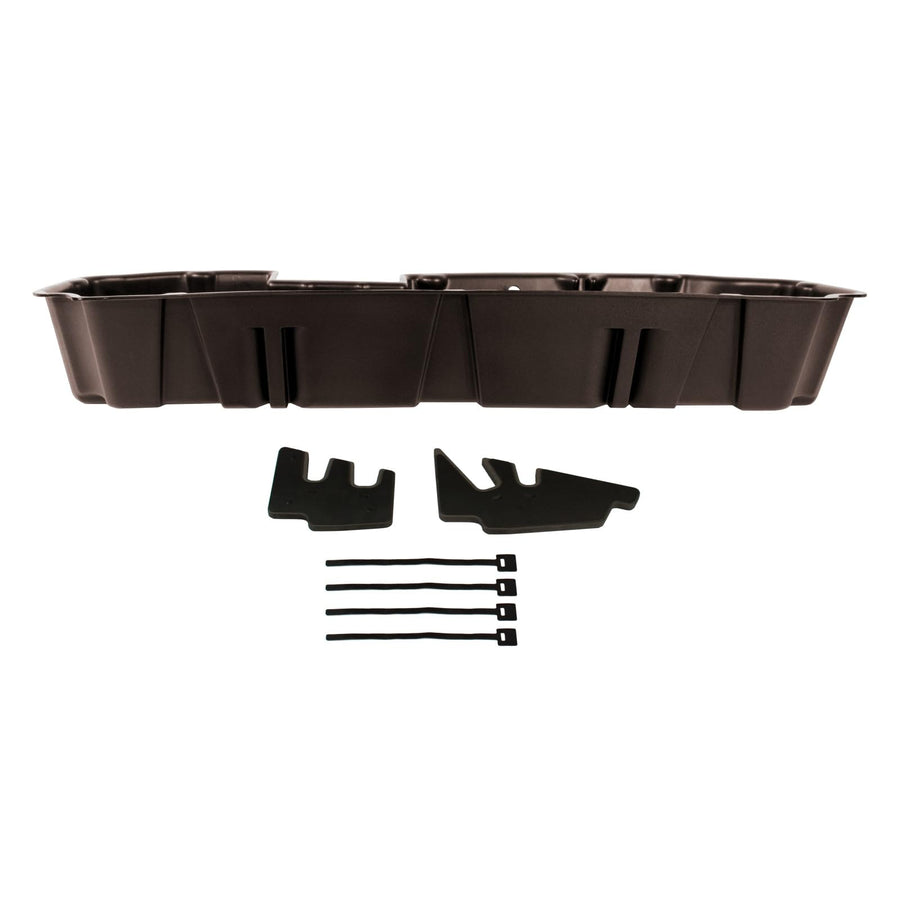 Under Seat Storage Du Ha 10421 fits 2019-2025 Chevy Silverado/GMC Sierra LD & 2020-2025 HD Double Cab | Brown Heavy-Duty Back Seat Organizer | Includes 2-Piece Dividers