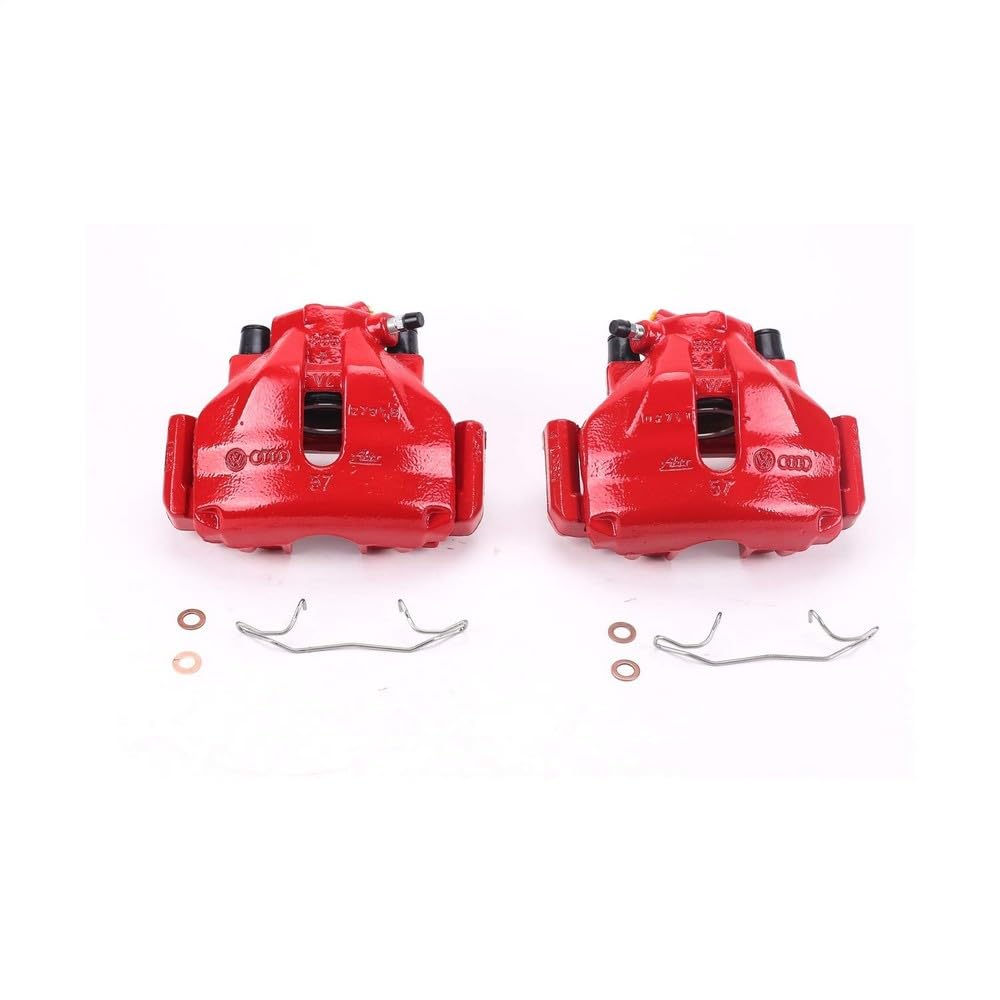 Power Stop S1816 Front Pair of High-Temp Red Powder Coated Calipers For Audi A4, Audi A4 Quattro, Audi A6, Audi A6 Quattro, VW Passat [Model Specific]