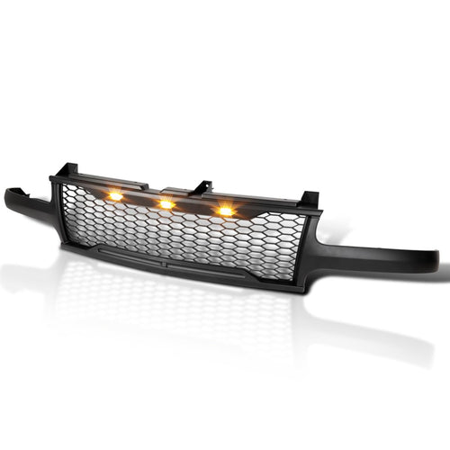 Matte Black Mesh Grille w/LED Lamps SPEC-D TUNING Compatible with 1999-2002 Chevy Silverado 1500
