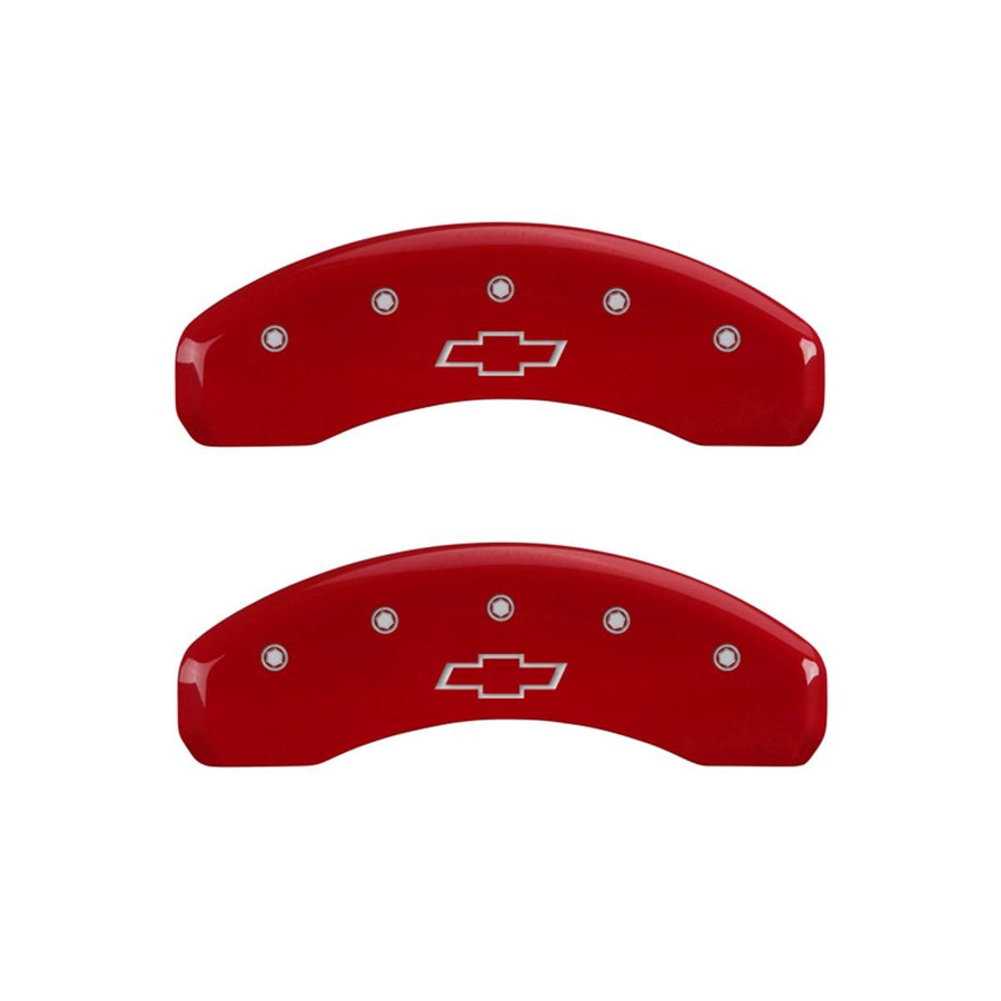 MGP Caliper Covers Bowtie Red 14007SBOWRD - Engraved Front & Rear44; Set of 4
