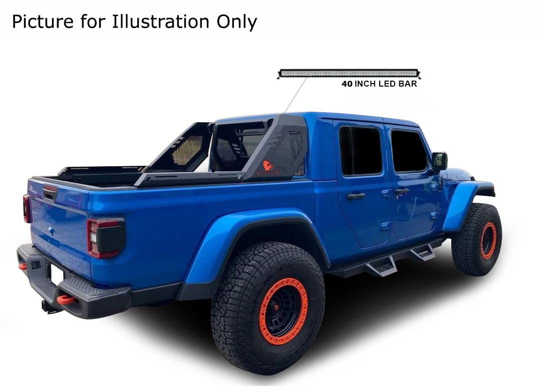 Vigor Black Horse Roll Bar Modular Black W/40 LED Light Bar Compatible with 2020-2024 Jeep Gladiator-VIRB09B-KIT